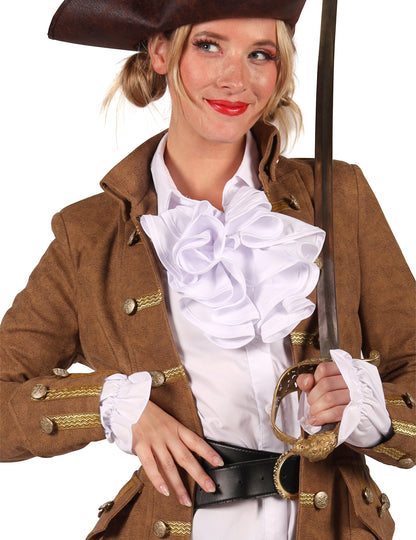Chaqueta larga de pirata marrón para mujer