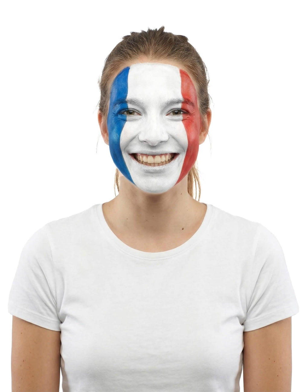 Vista frontal del maquillaje aficionados francia