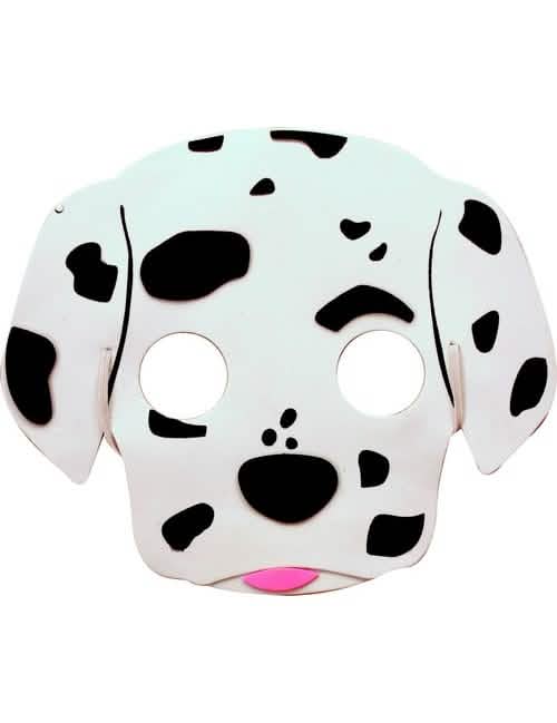 Máscara de perro dálmata para niño blanco con manchas negras