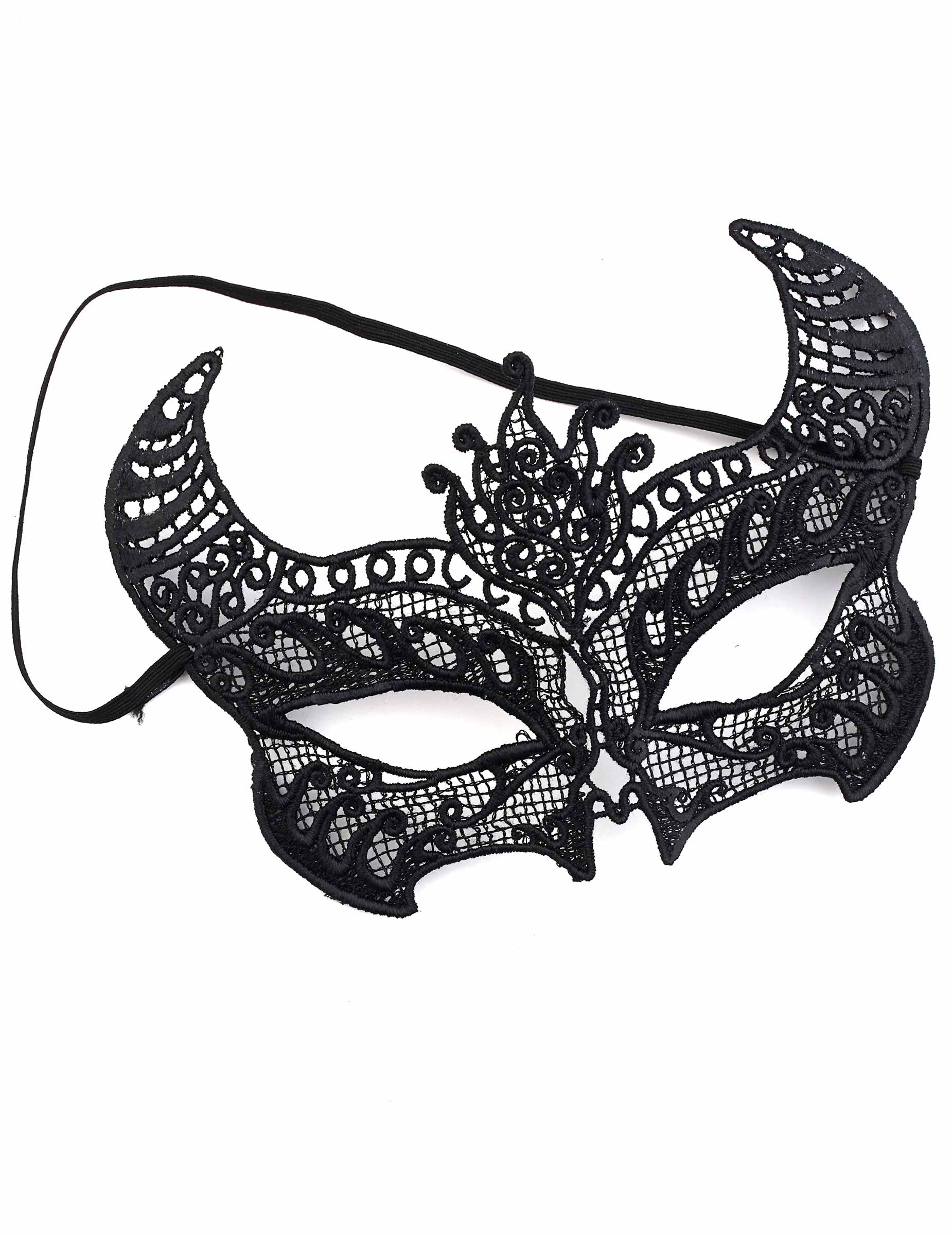 Détail de la broderie et de l'élastique du masque dentelle pour femme