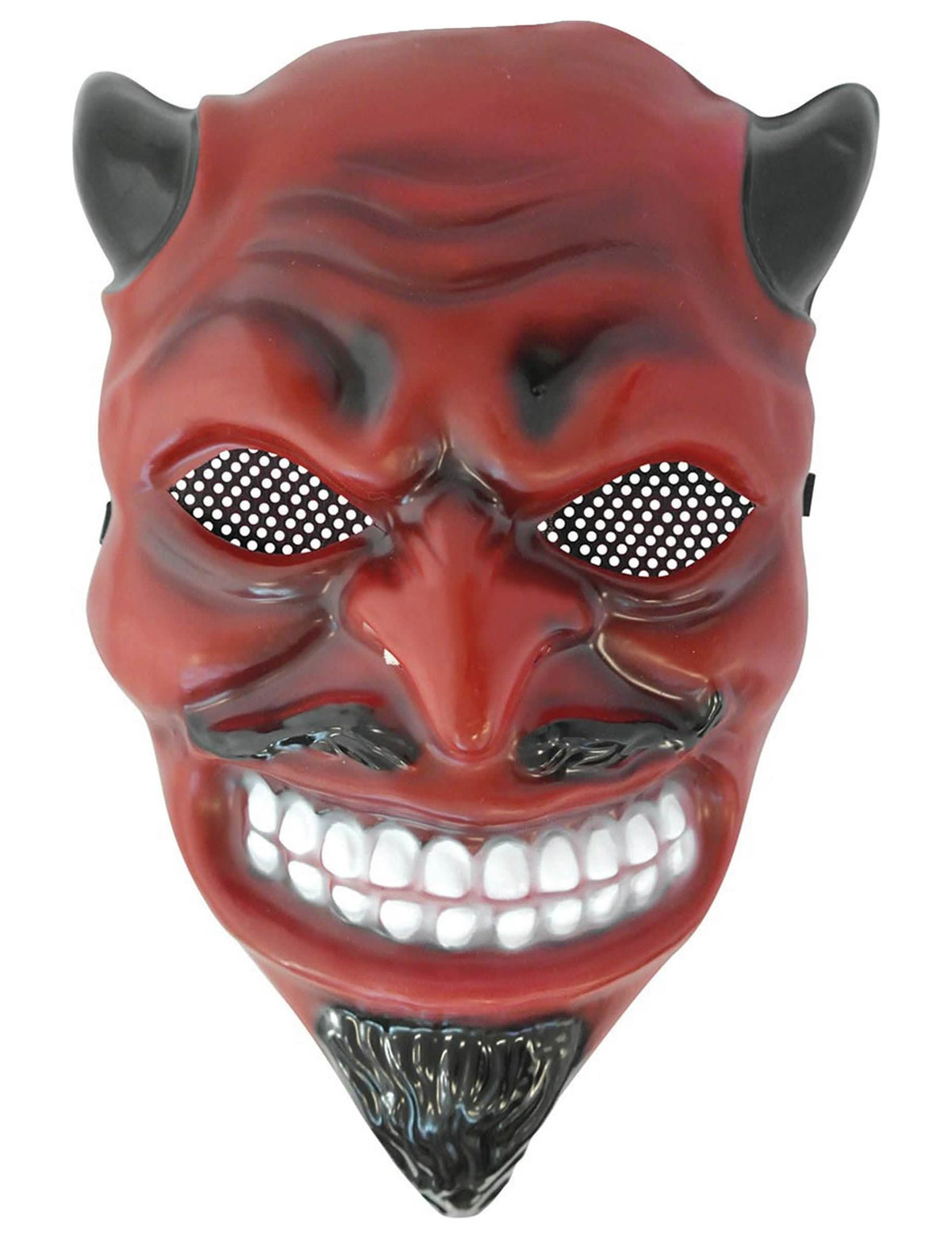 Máscara de diablo para adulto rojo con cuernos negros
