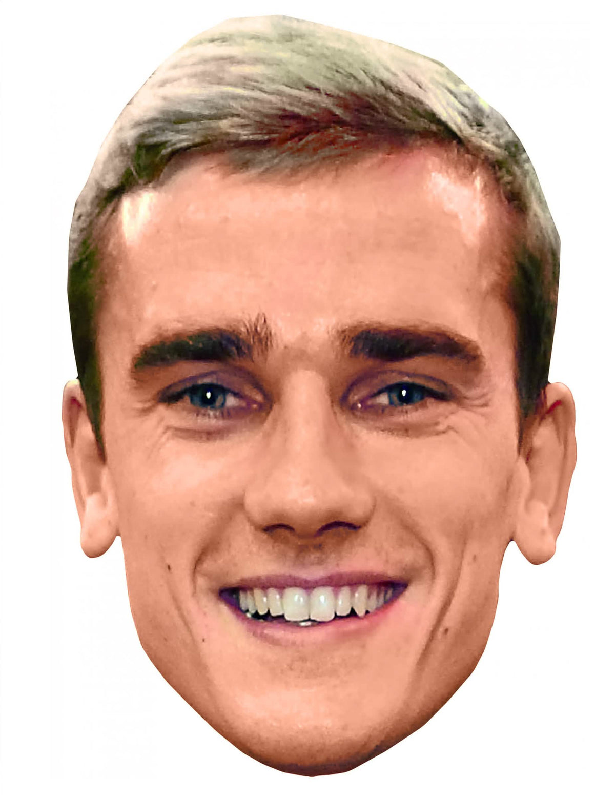 Masque en carton Antoine Griezmann pour adulte avec visage réaliste souriant