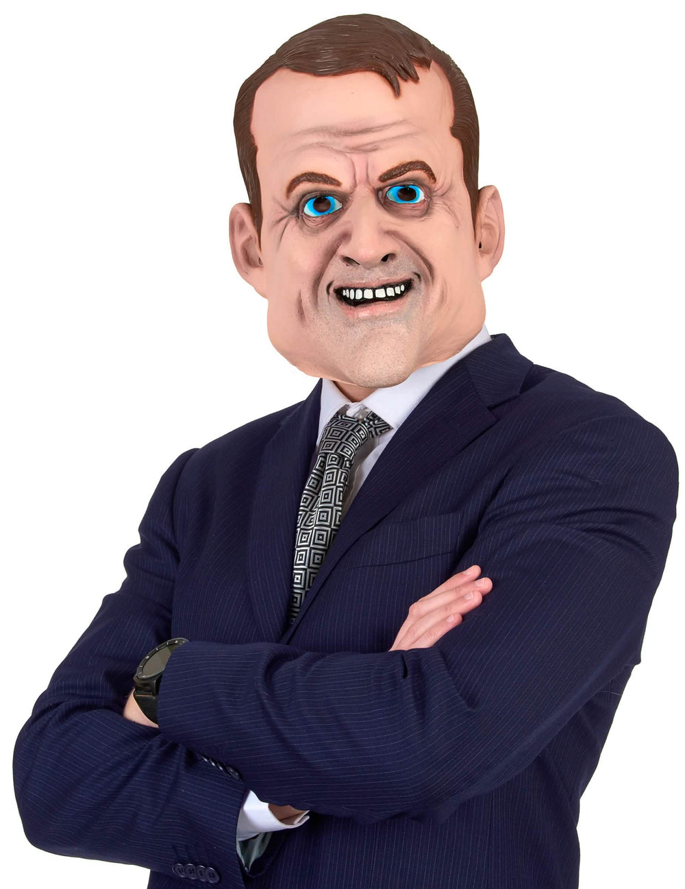 Máscara humorística de látex Emmanuel para adulto beige con ojos azules