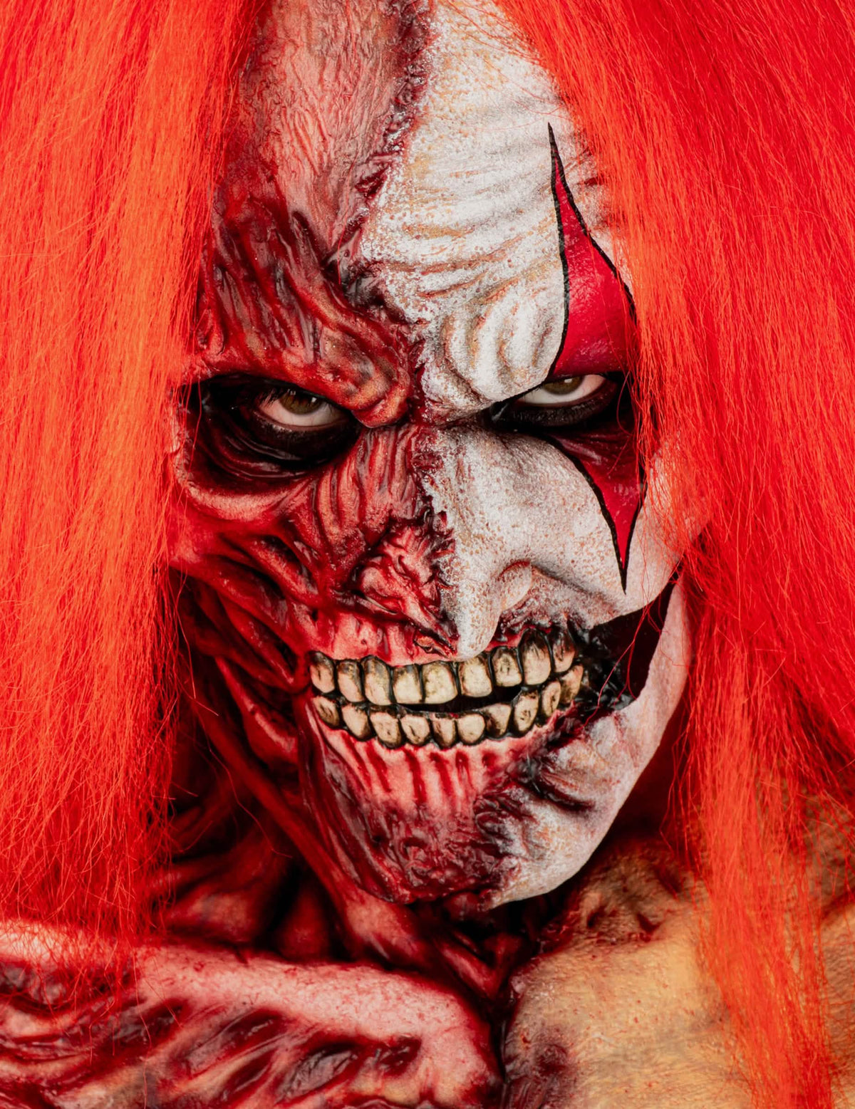 Máscara de payaso de doble cara hiperrealista premium para adulto