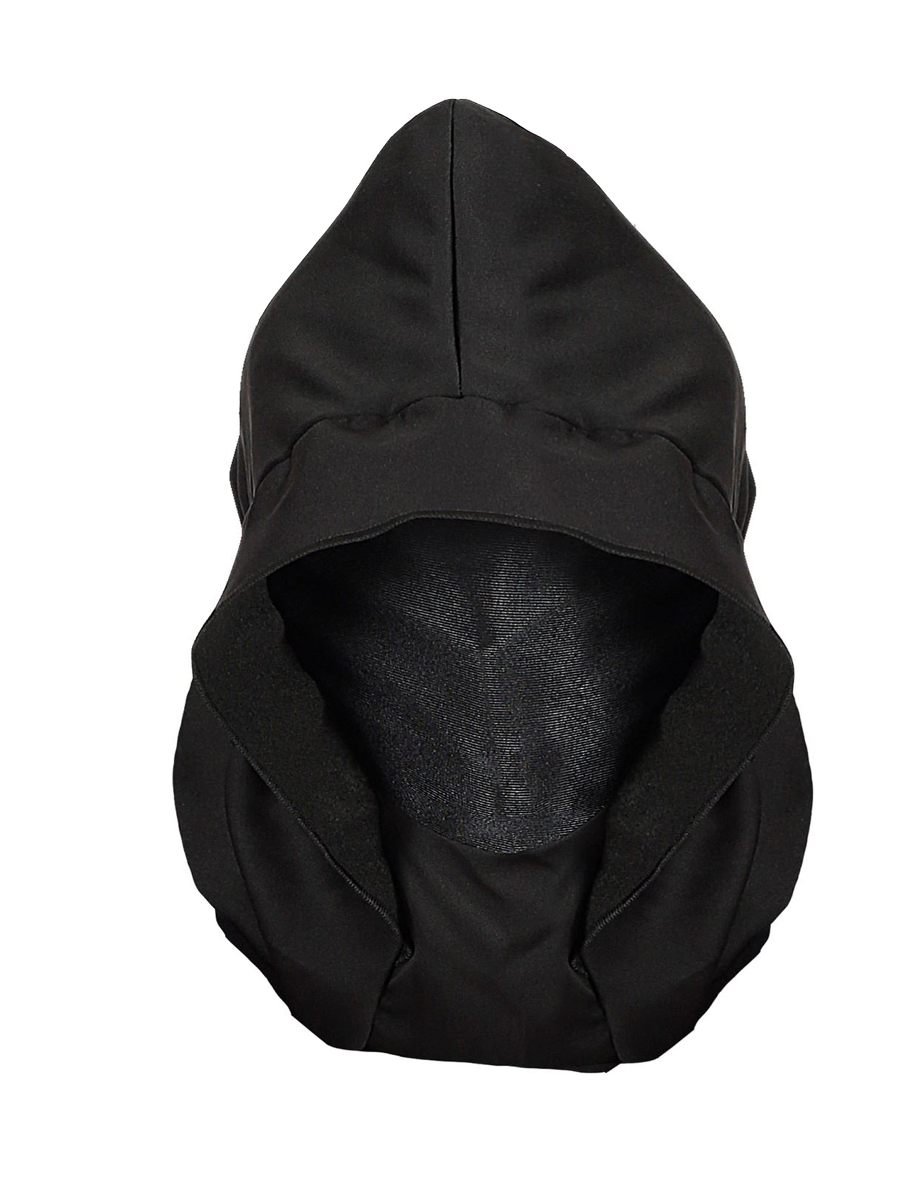 Vue de face du masque intégral à capuche visage invisible et yeux lumineux