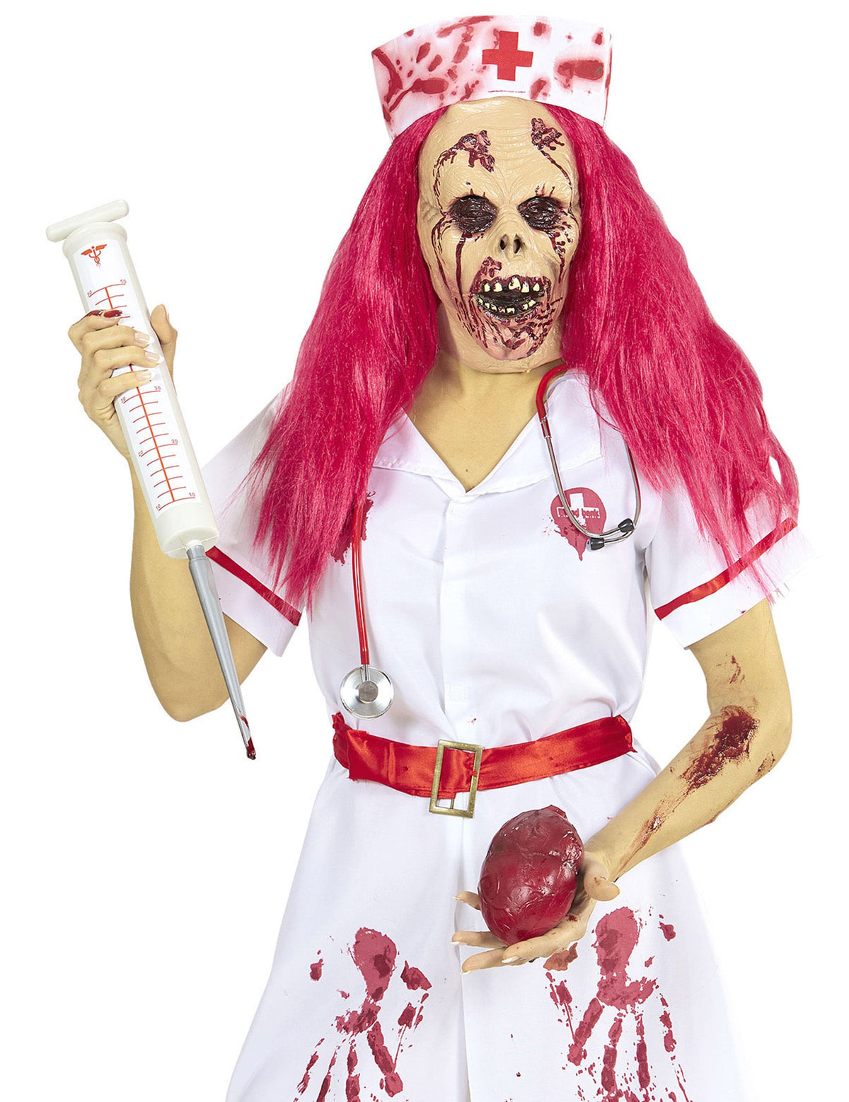 Vue de face du masque intégral infirmière zombie