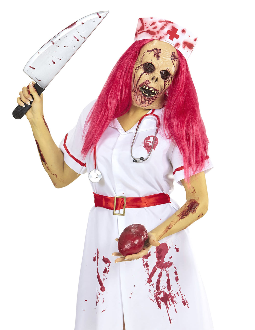 Mise en situation du masque intégral infirmière zombie