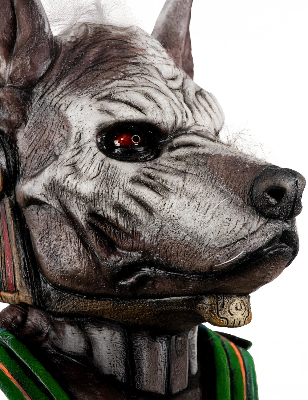Masque intégral monstre à tête de chien pour adulte gris et marron avec yeux rouges