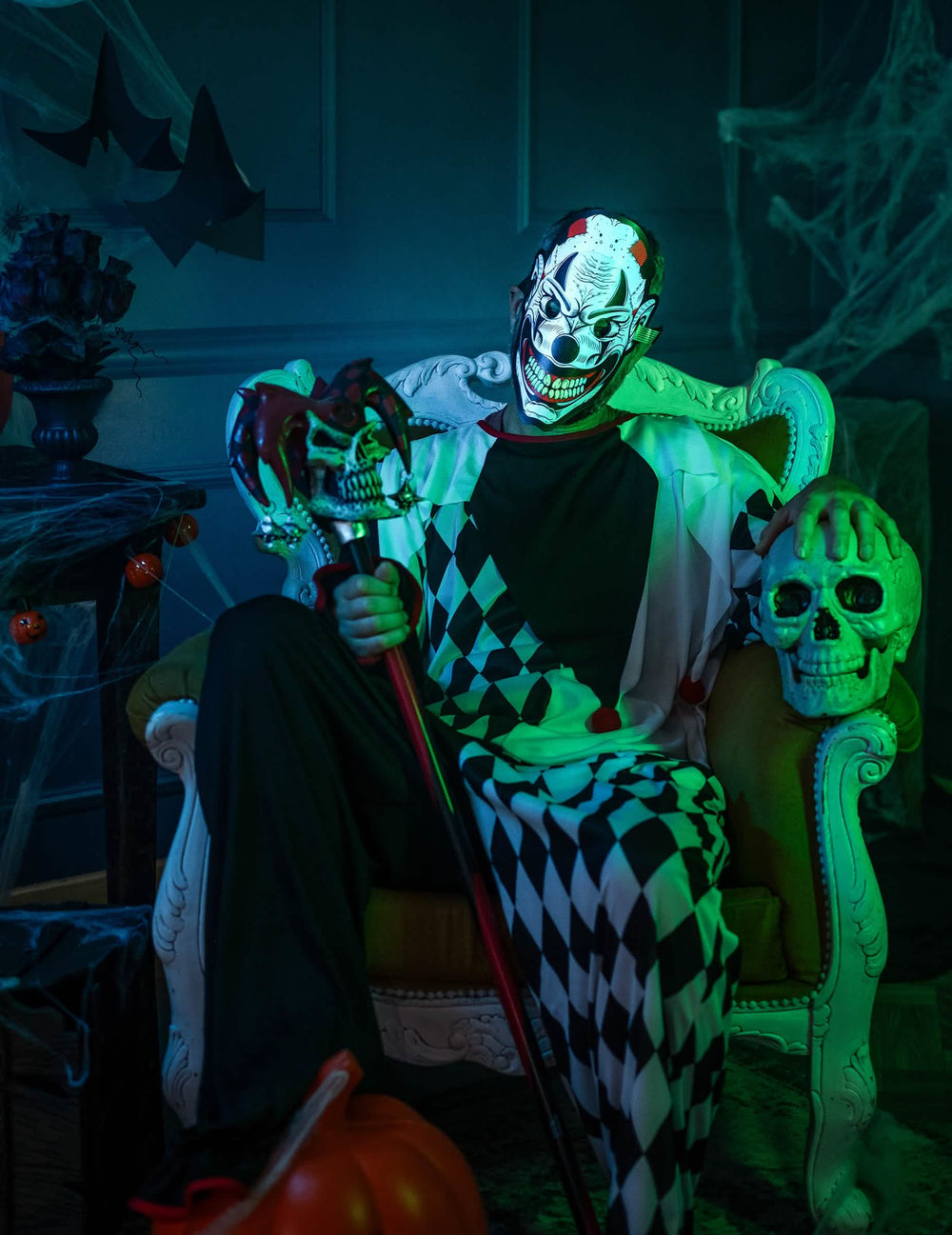 Escenificación de la máscara joker luminosa para adulto