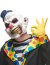 Masque en latex de clown hideux pour adulte blanc avec nez rouge et dents jaunes