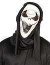 Masque latex dark skull pour adulte blanc et noir avec cagoule