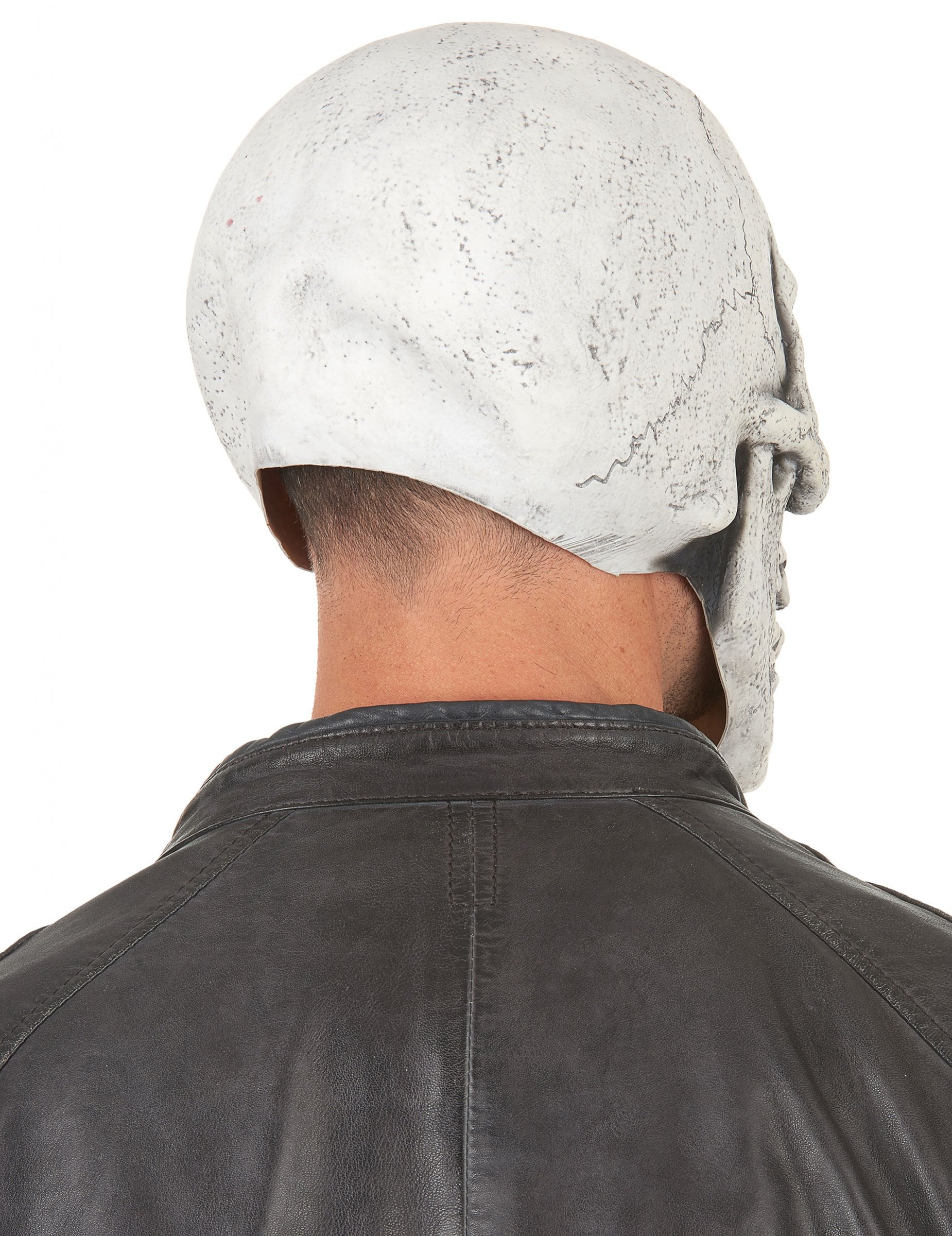 Vue de dos du masque en latex squelette moqueur