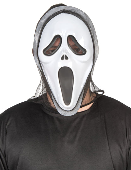 Vue de face du masque en plastique de tueur psychopathe