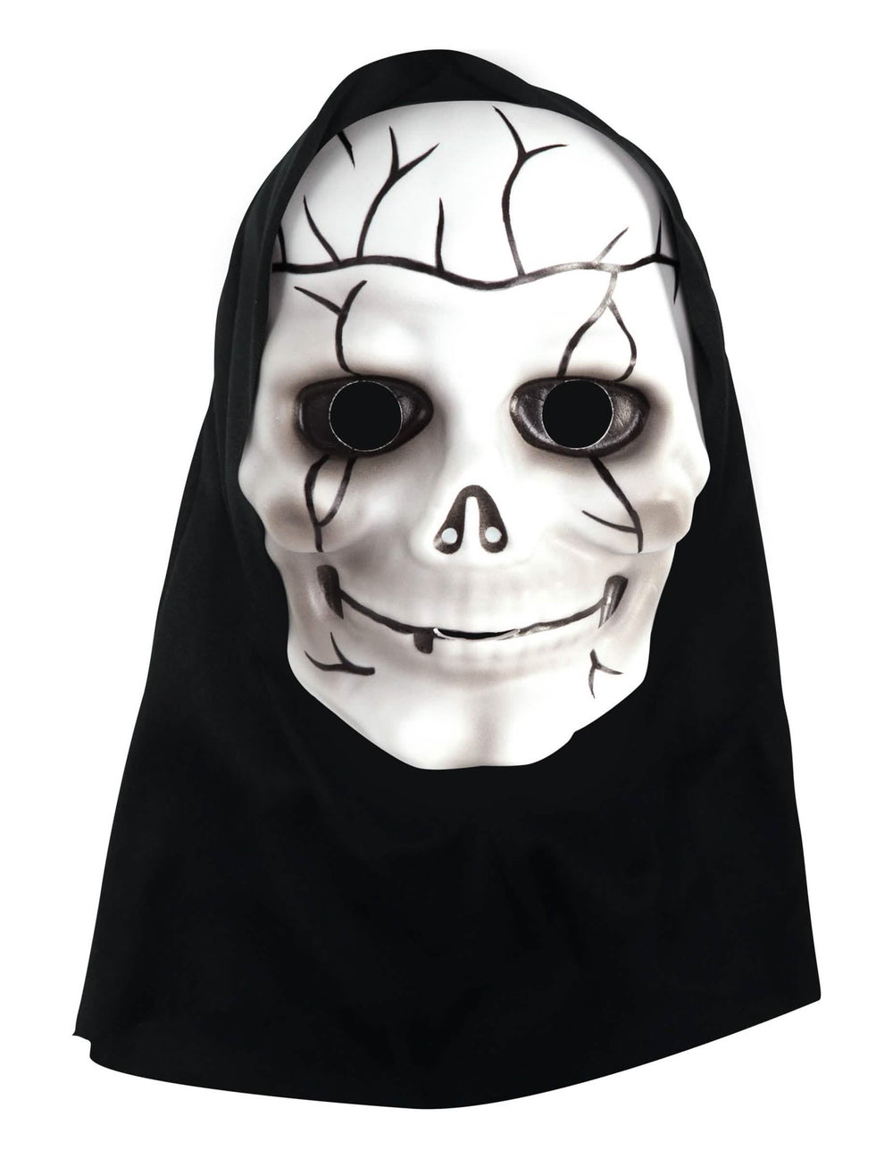 Gros plan sur les finitions du masque squelette avec cagoule pour enfant