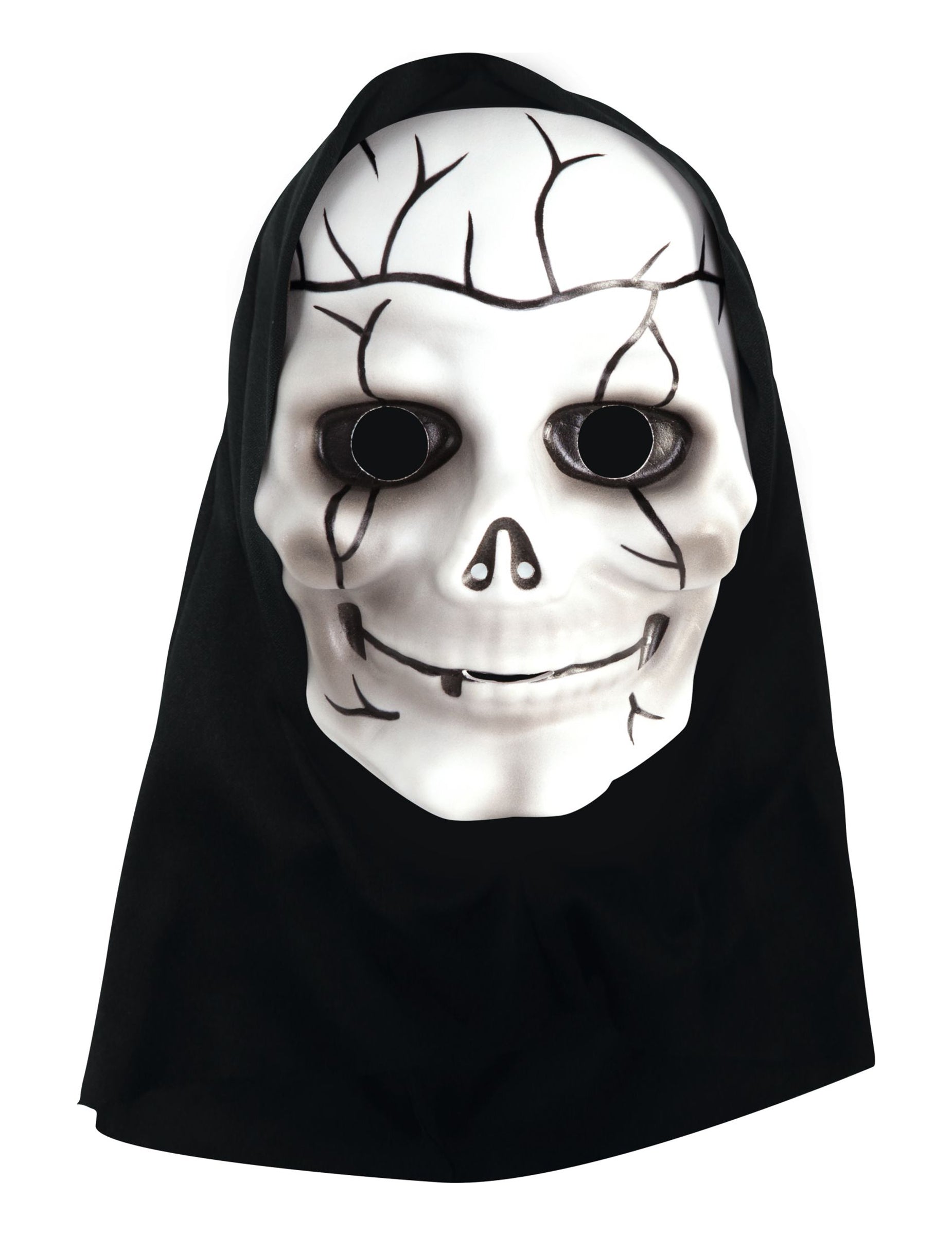 Gros plan sur les finitions du masque squelette avec cagoule pour enfant