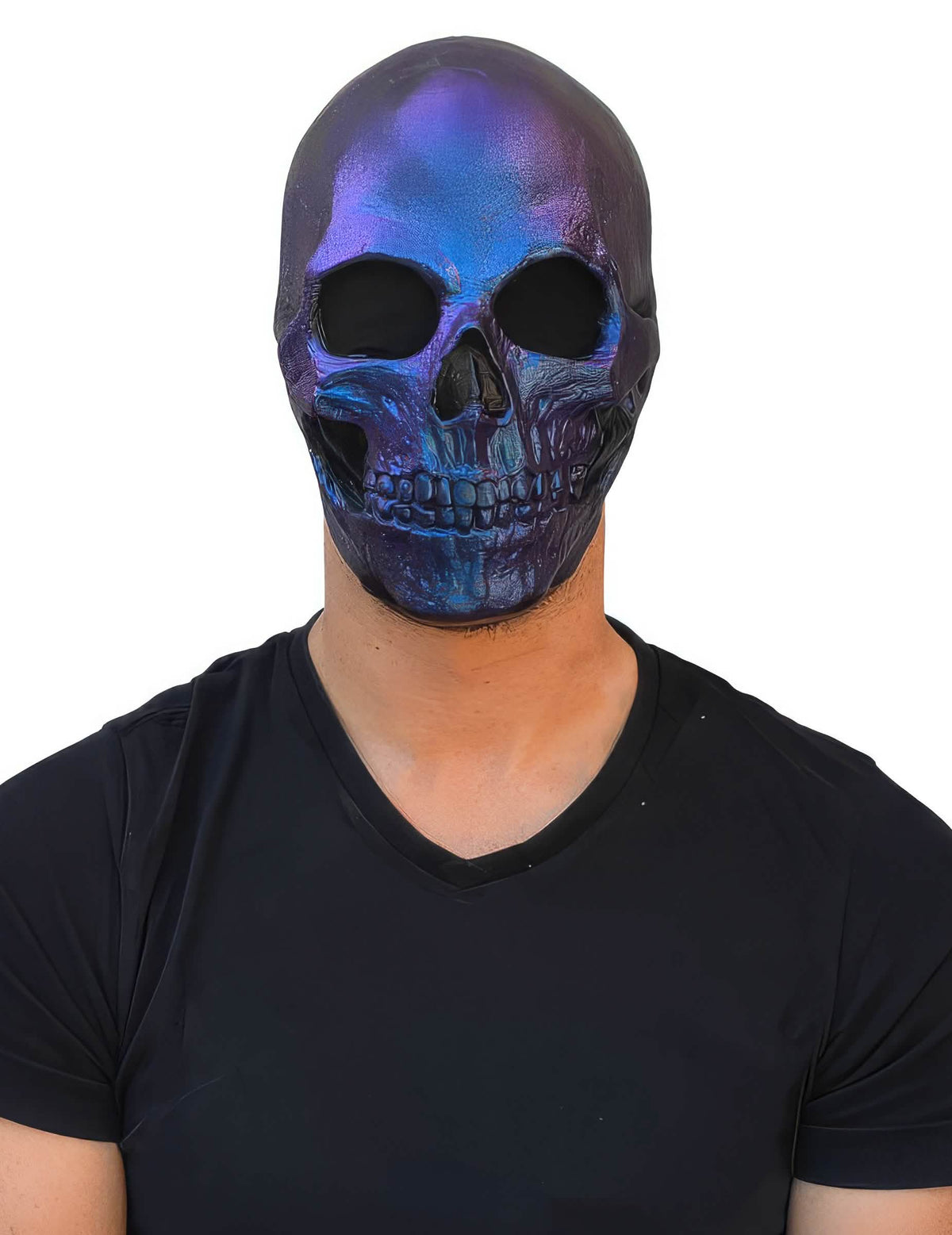 Mascarilla de esqueleto para adulto azul metálico