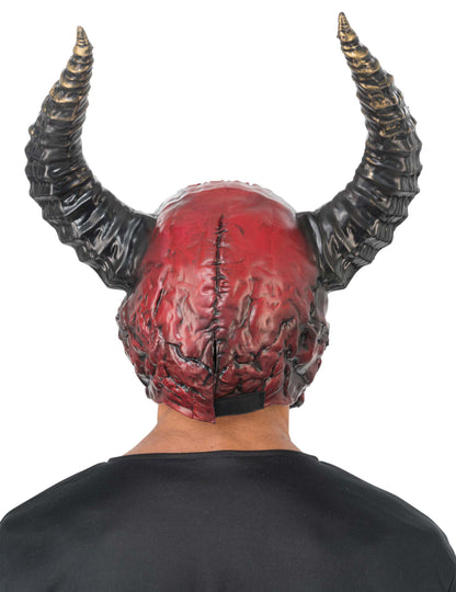 Máscara de esqueleto demoníaco negra y roja de lujo para adulto