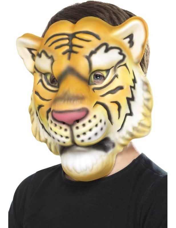 Masque tête de tigre pour enfant orange et blanc