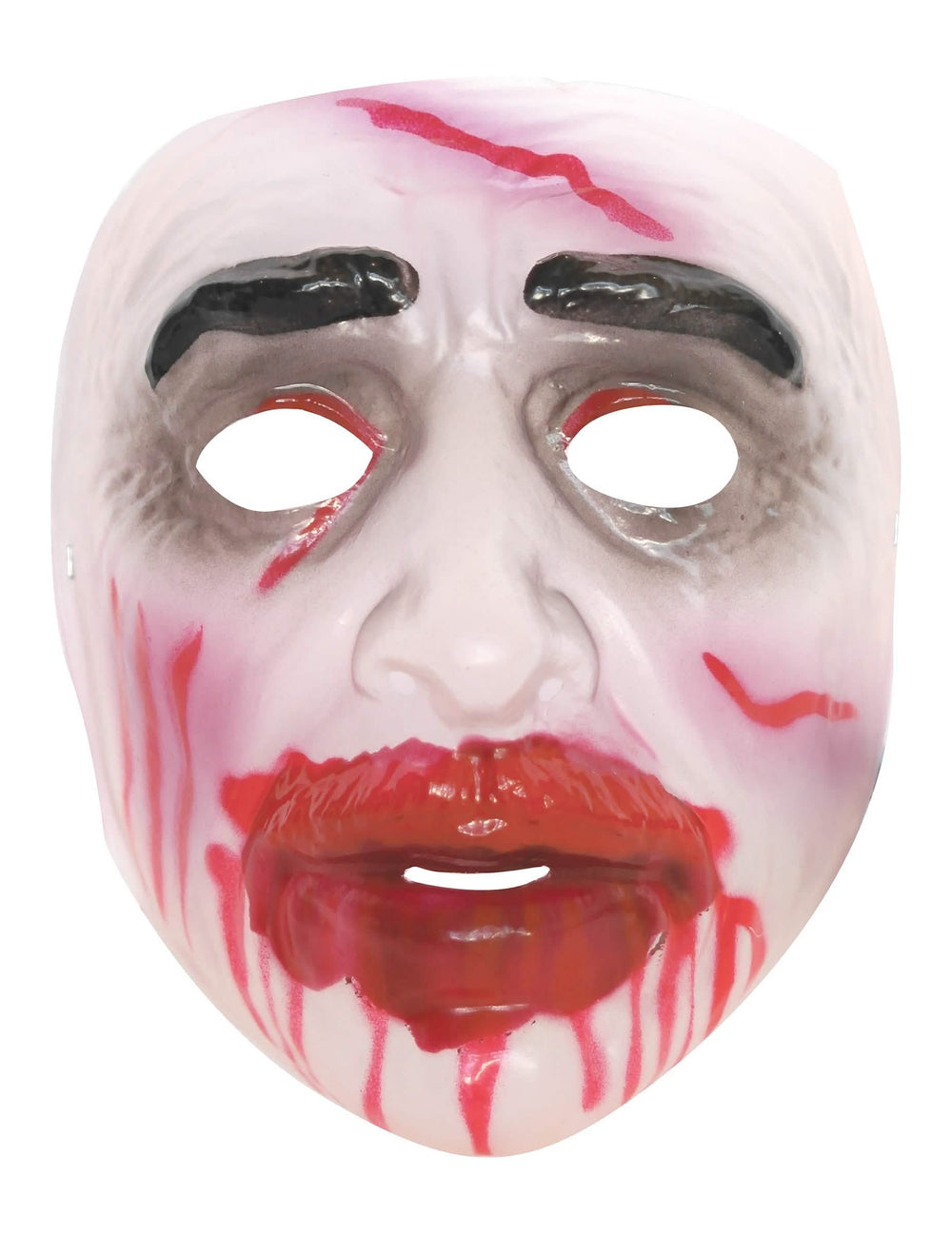 Detalle del rostro ensangrentado de la máscara halloween para hombre