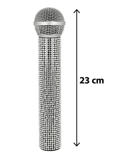 Micrófono con strass plateado 23 cm