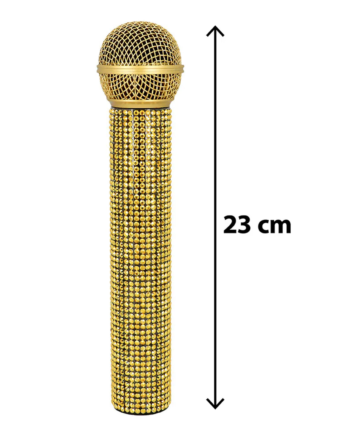 Micrófono con strass dorado 23 cm