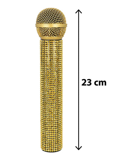Micrófono con strass dorado 23 cm