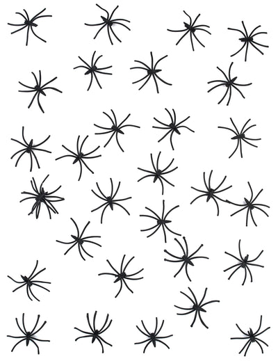 Lot de 30 mini araignées décoratives noires en plastique