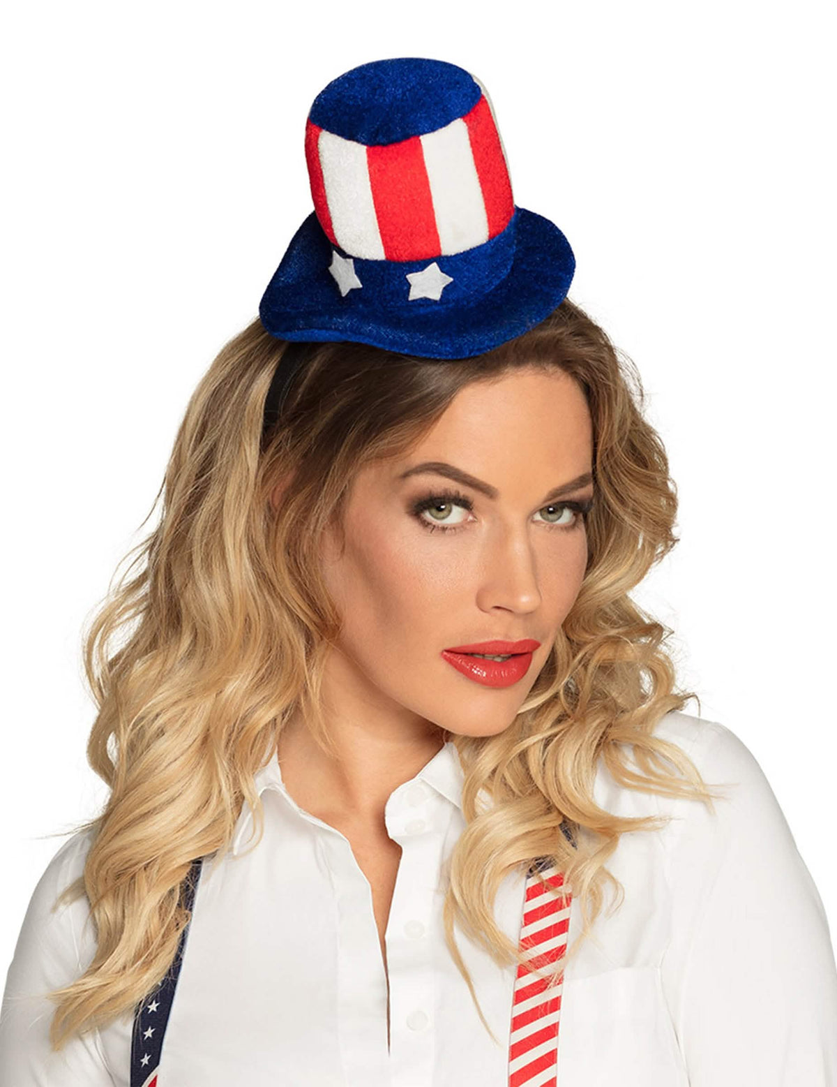 Mini sombrero americano para adulto azul blanco rojo con estrellas