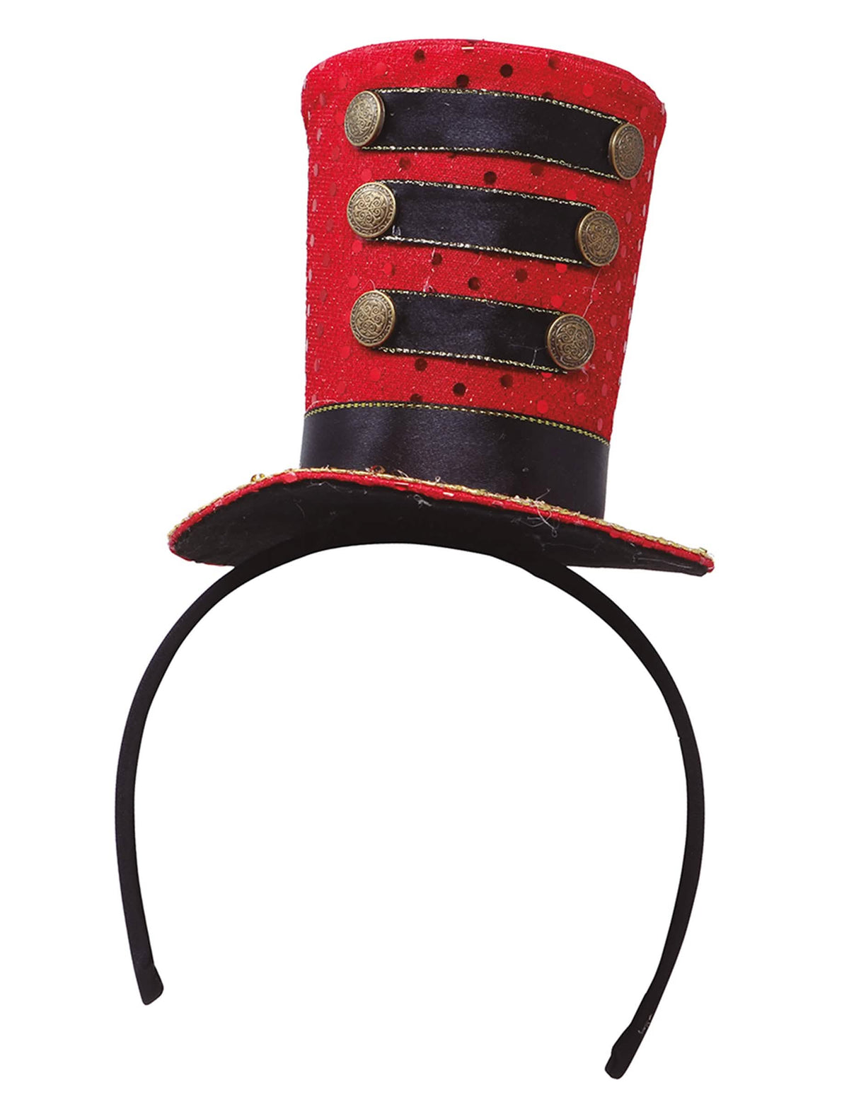 Detalle del diadema del mini sombrero de copa animadora