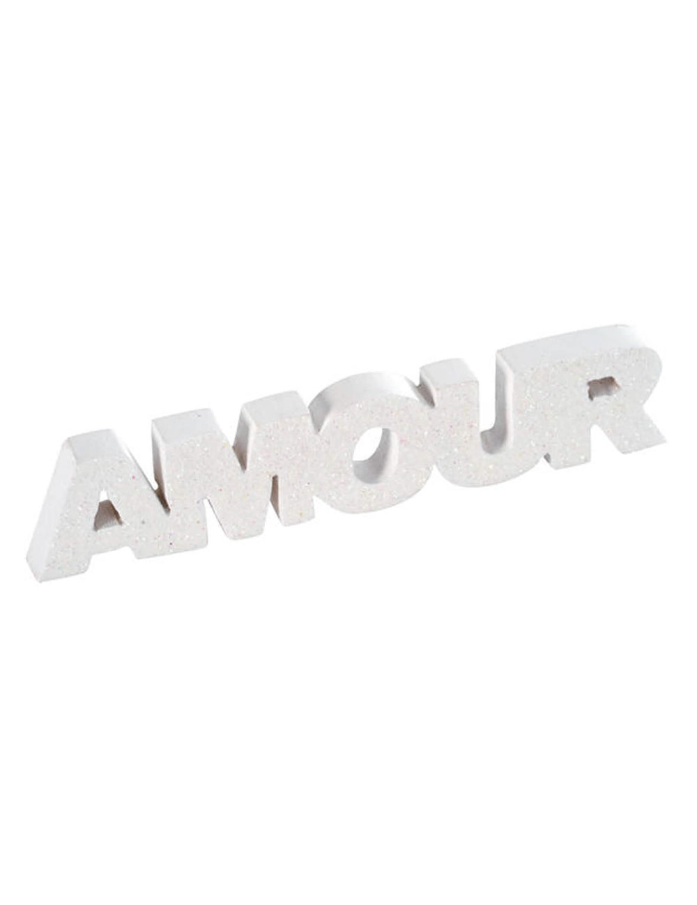 Mot en bois amour pour mariage blanc pailleté