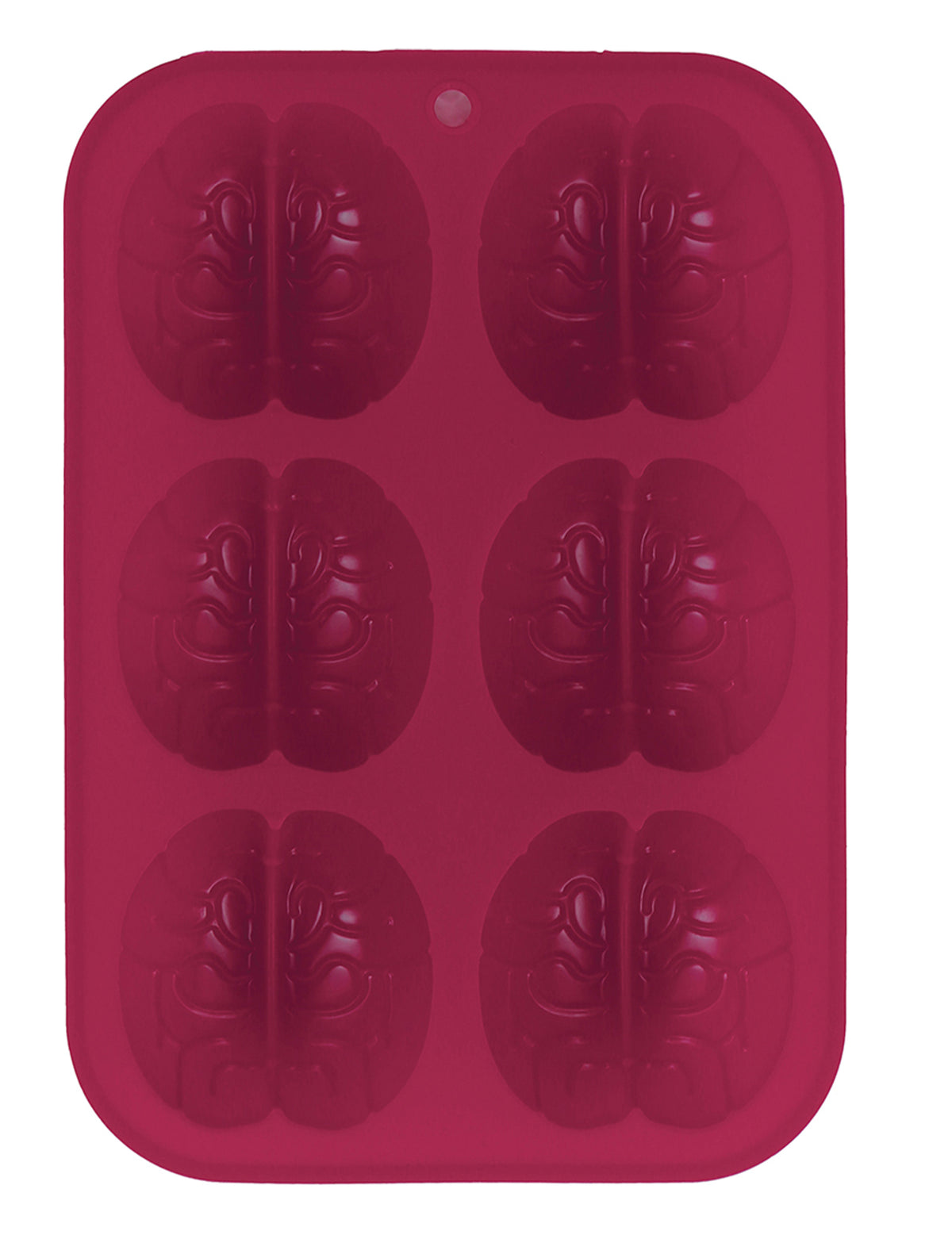Moule silicone 6 cerveaux pour Halloween rouge