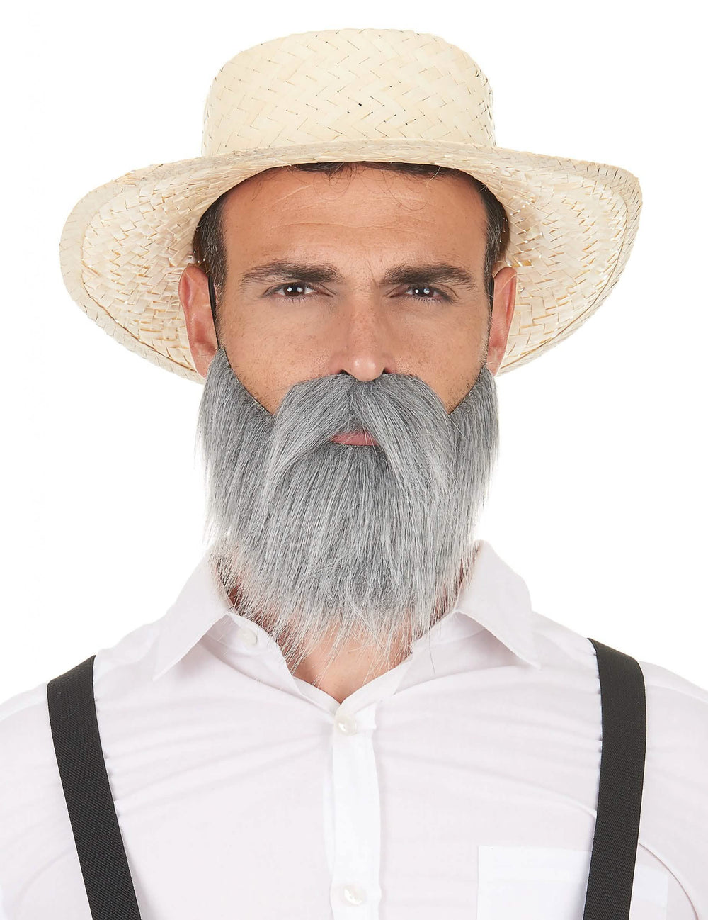 Bigote y barba para adulto grises