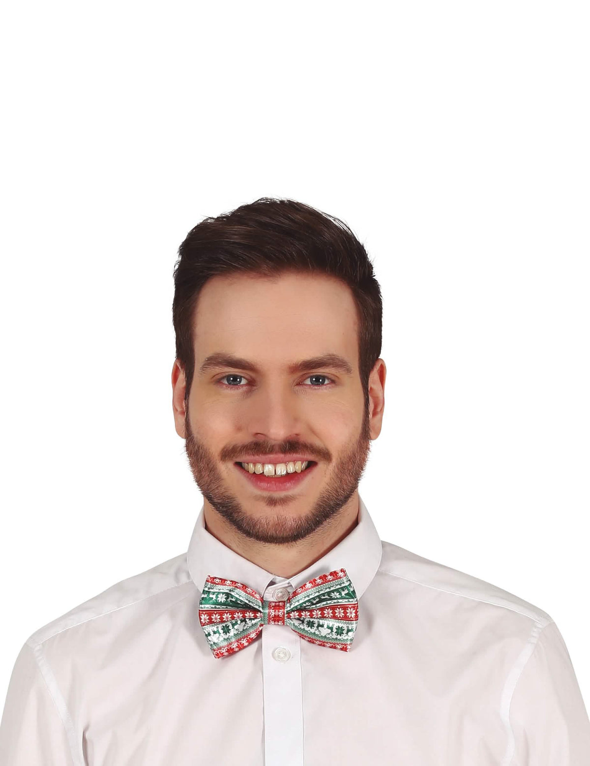 Nœud papillon motifs de Noël pour adulte rouge et vert à motifs de flocons et rennes