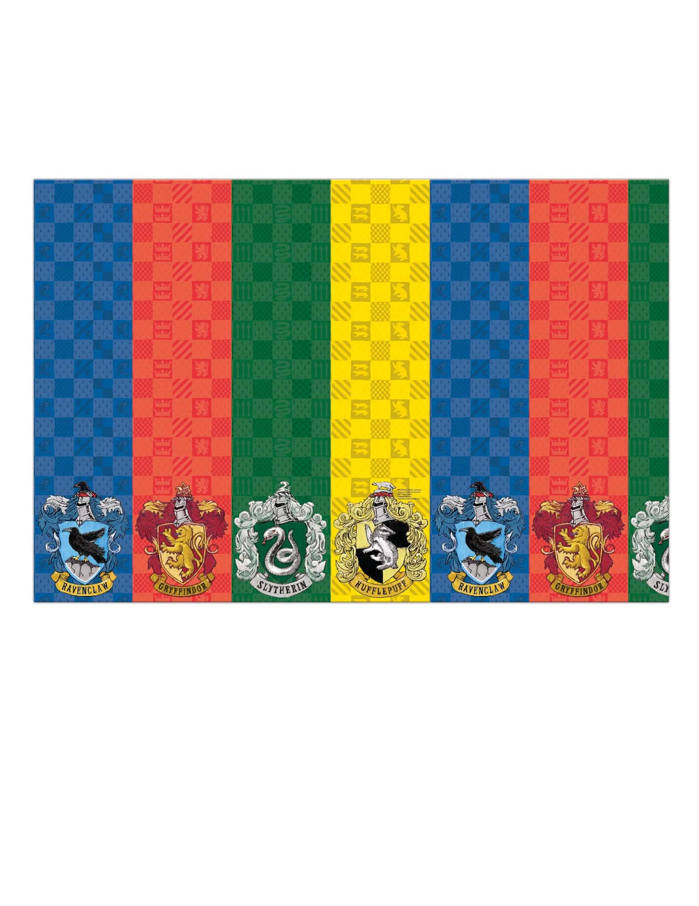 Mantel de papel Harry Potter para fiesta multicolor con escudos de las casas de Hogwarts