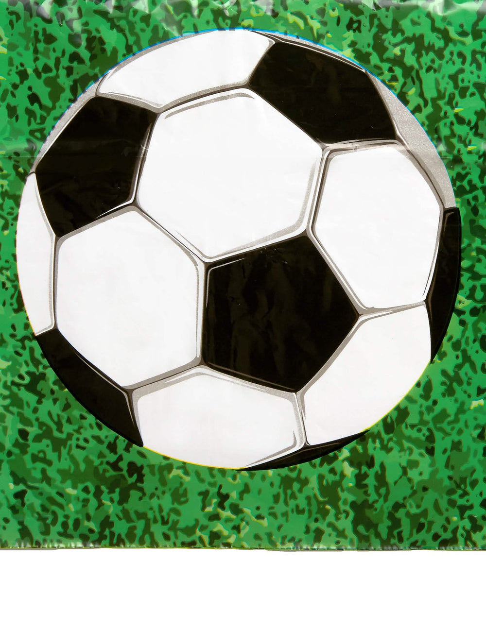 Primer plano del motivo de balón de fútbol del mantel de plástico Football