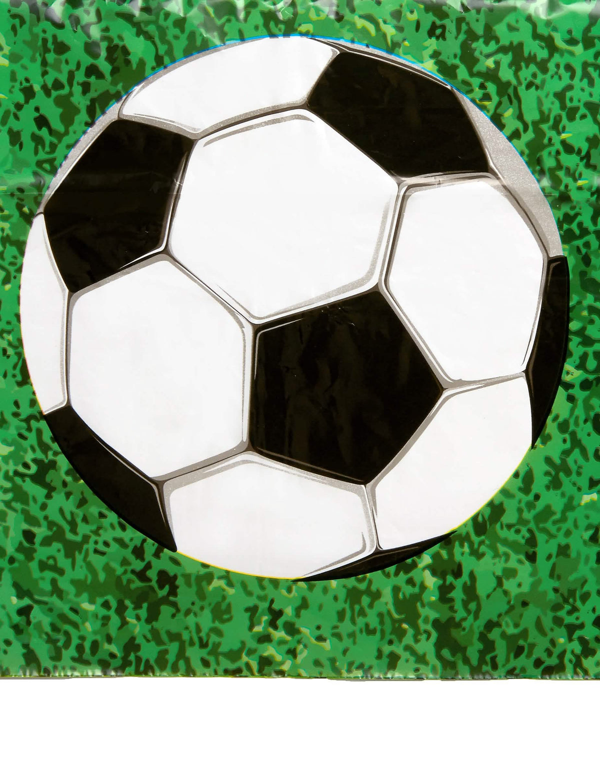 Primer plano del motivo de balón de fútbol del mantel de plástico Football