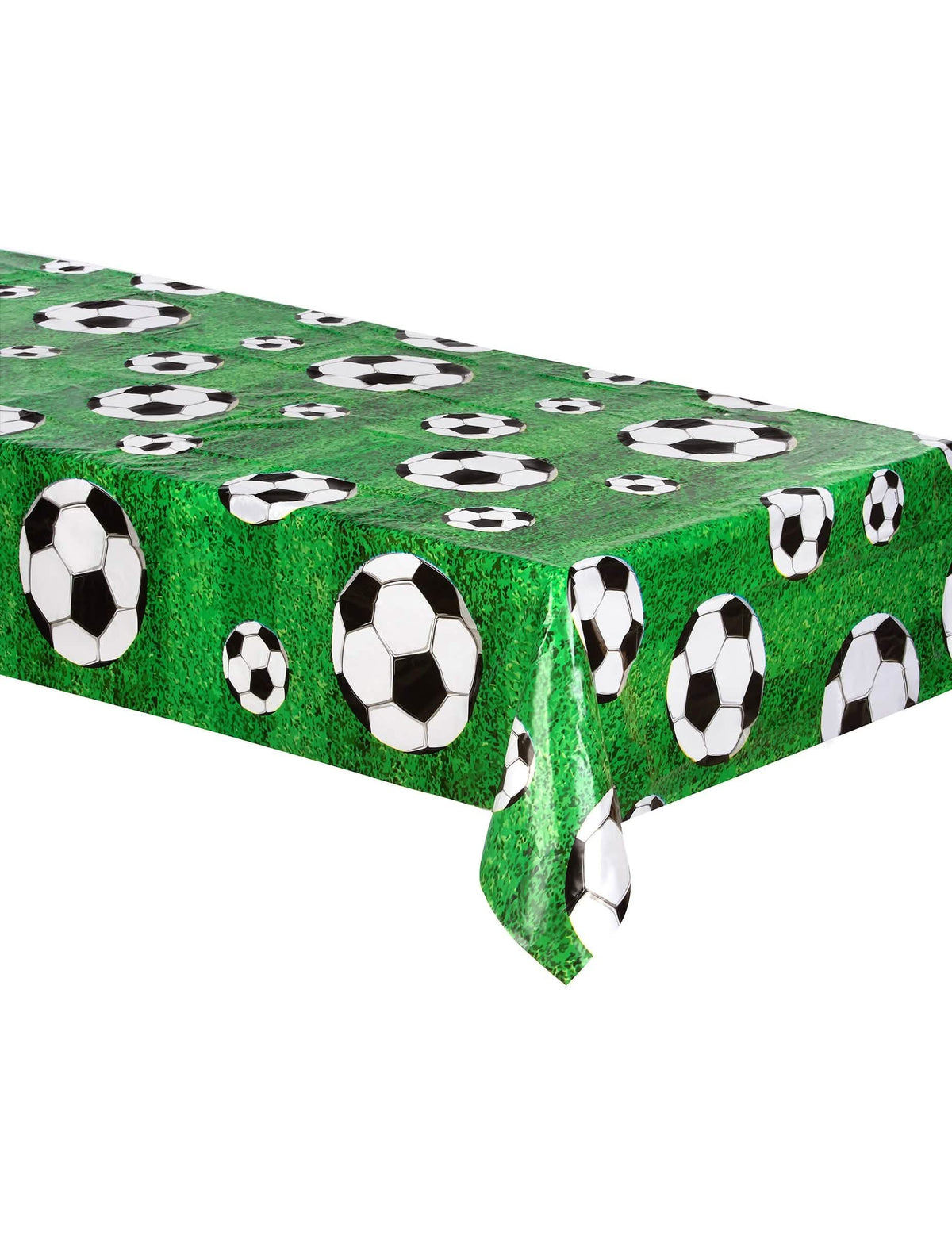 Mantel de plástico Football para fiesta verde con motivos de globos de fútbol