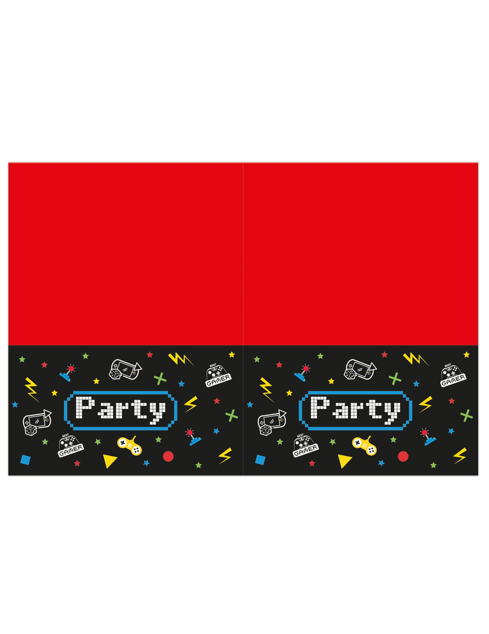 Nappe en plastique Gaming Party rouge et noire avec motifs manettes pixelisées