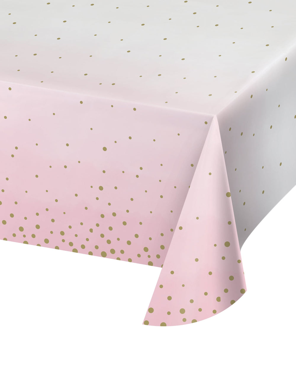 Nappe en papier pois dorés pour baby shower rose et blanche