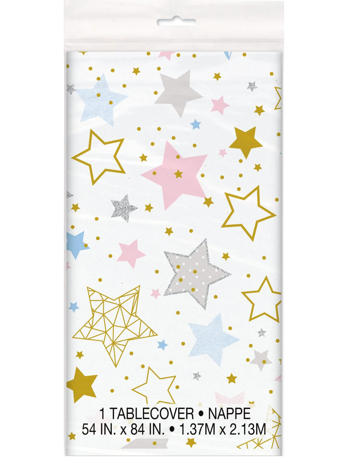 Nappe en plastique Twinkle Twinkle Little Star blanche à étoiles multicolores