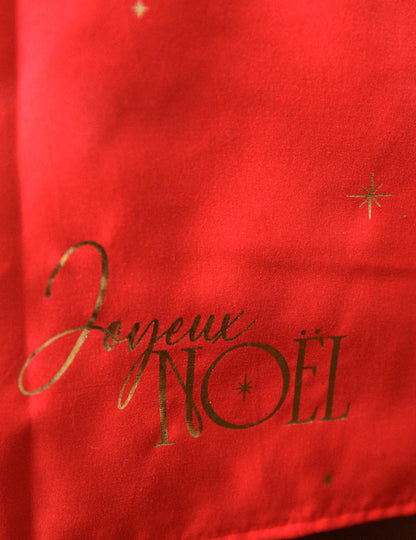 Mantel Feliz Navidad rojo y dorado 140 x 240 cm