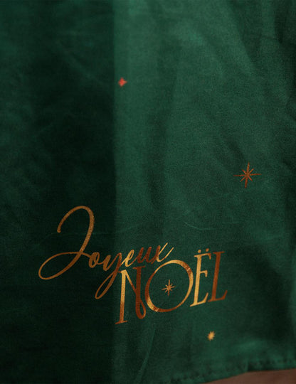 Mantel Feliz Navidad verde inglés y dorado 140 x 240 cm