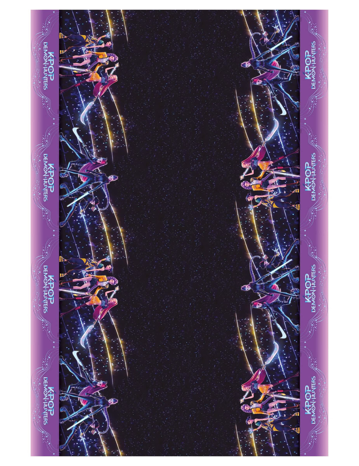 Nappe plastique K-pop Demon Hunters pour fête violette et noire avec personnages