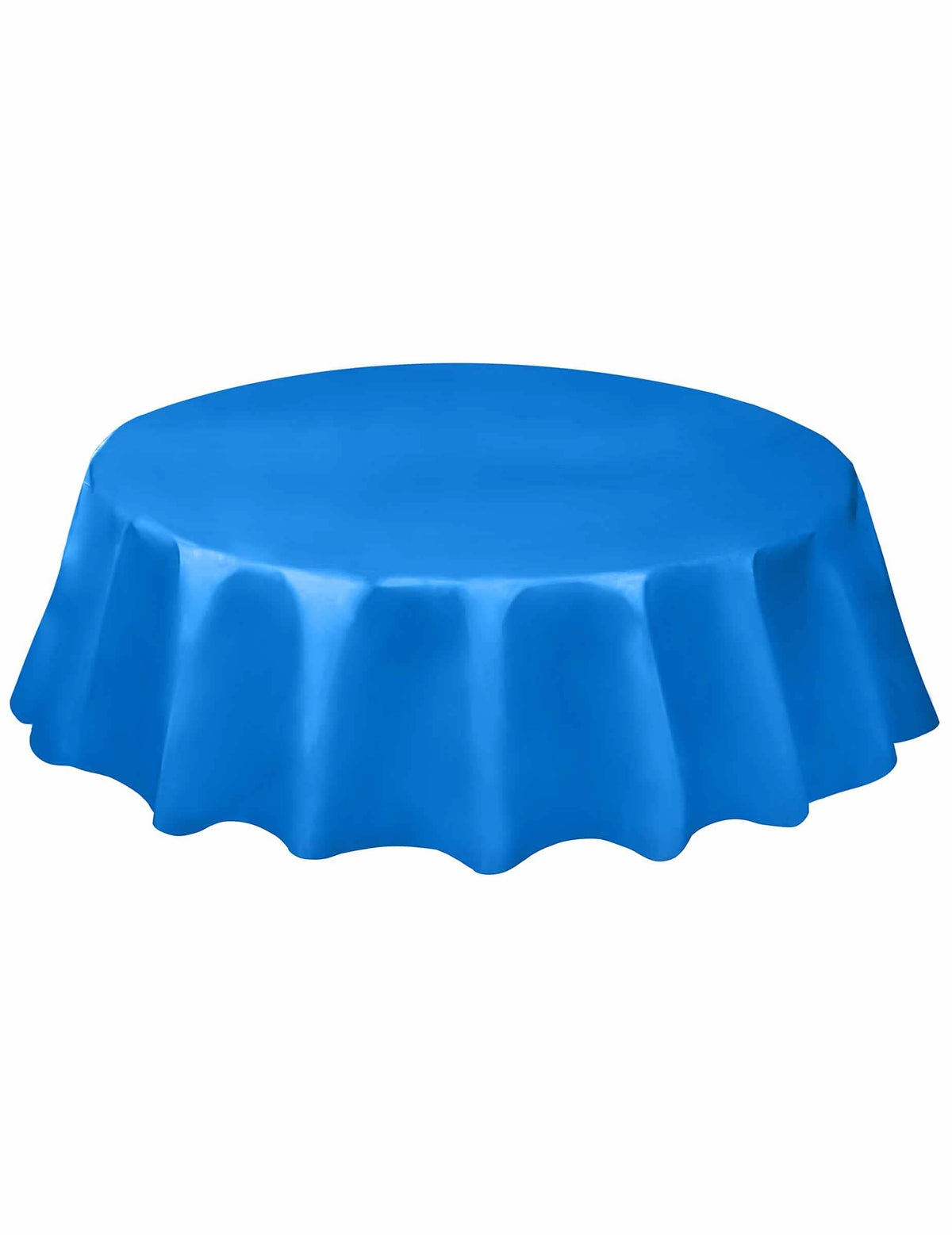 Mantel redondo de plástico desechable azul rey