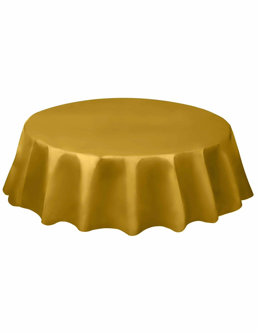 Mantel redondo de plástico dorado desechable