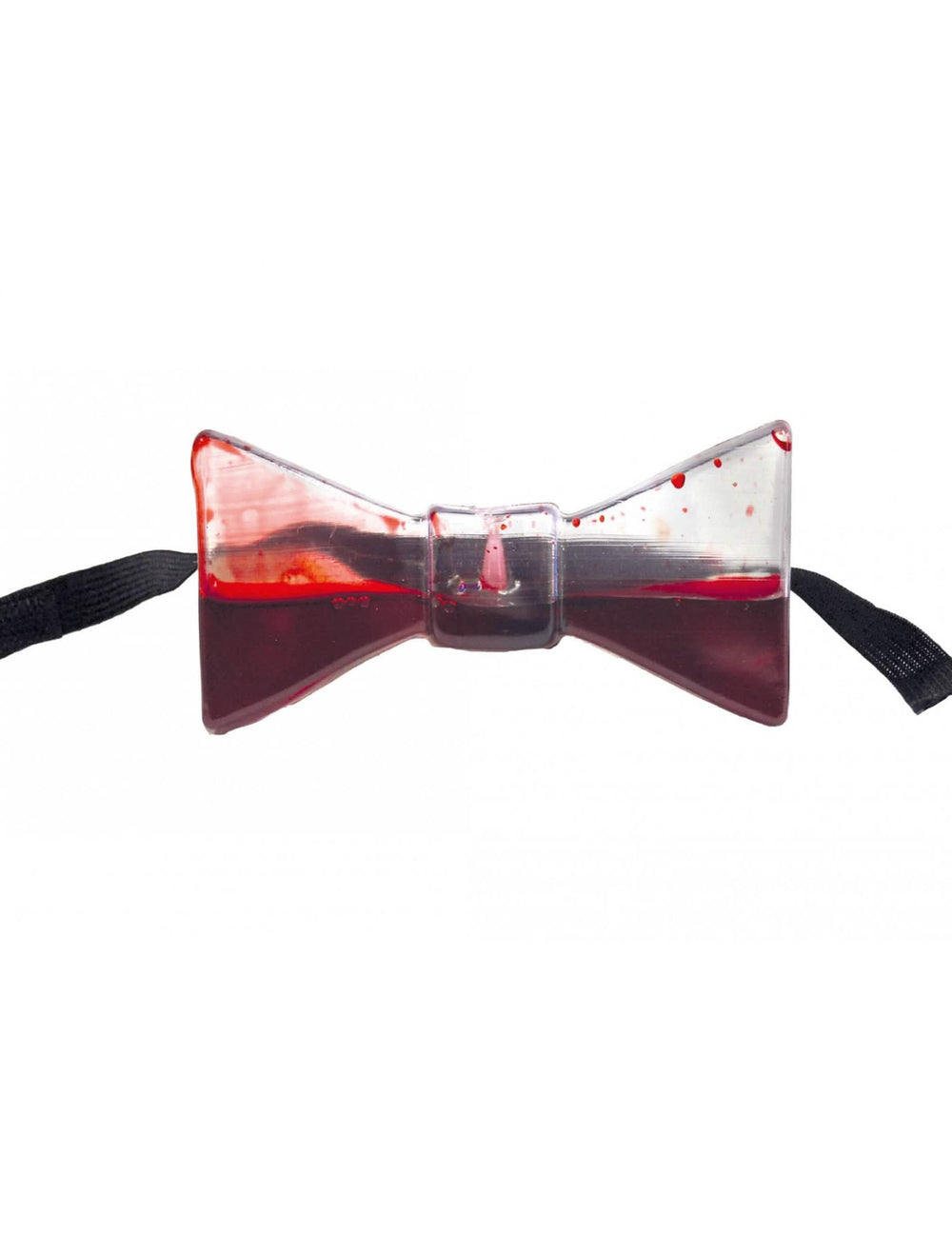 Pajarita con sangre falsa para adulto transparente y rojo
