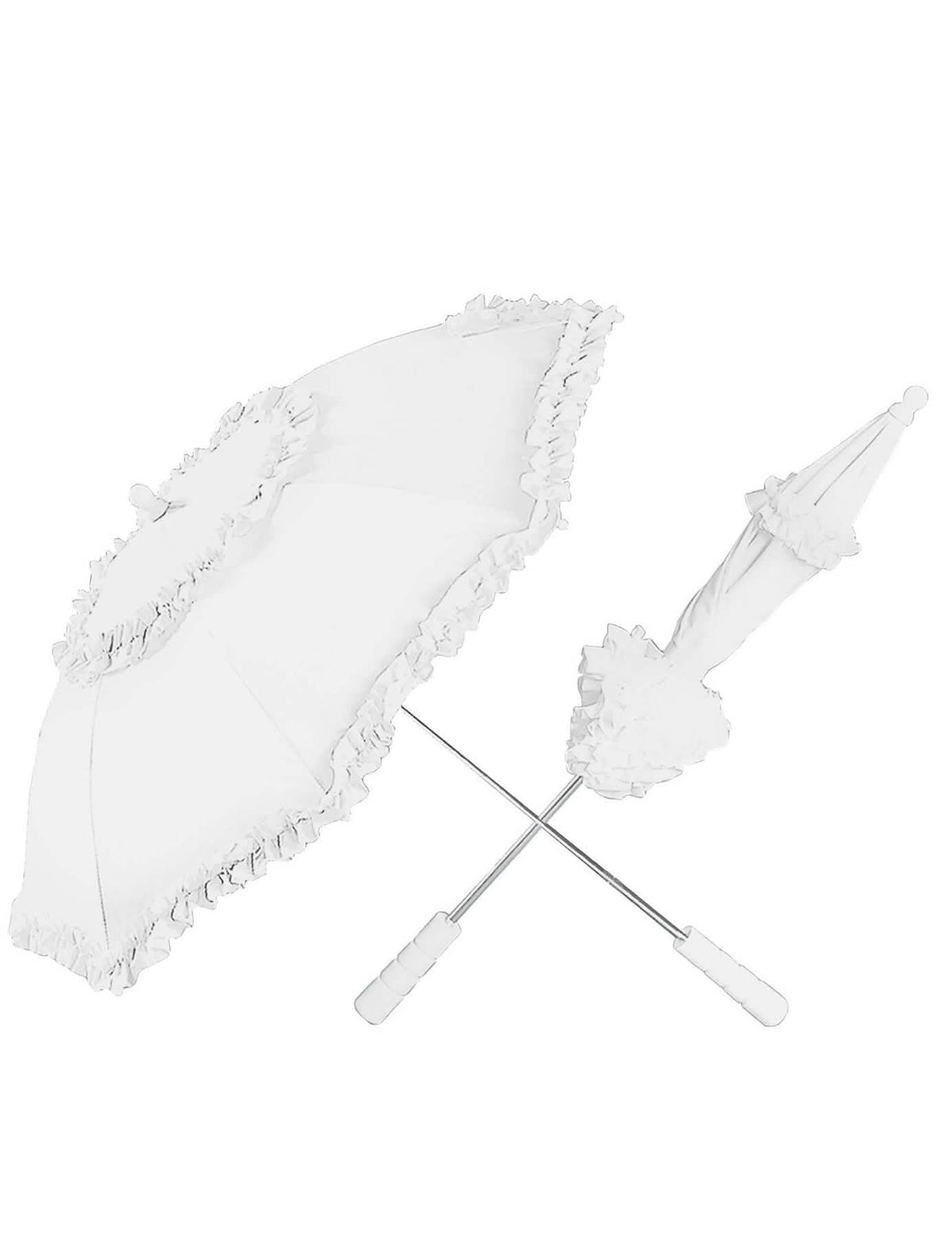 Sombrilla con volantes para mujer blanca