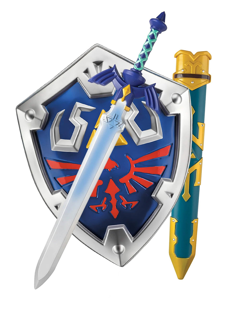 Paquete de escudo y espada Link Legend of Zelda para niño azul y plateado