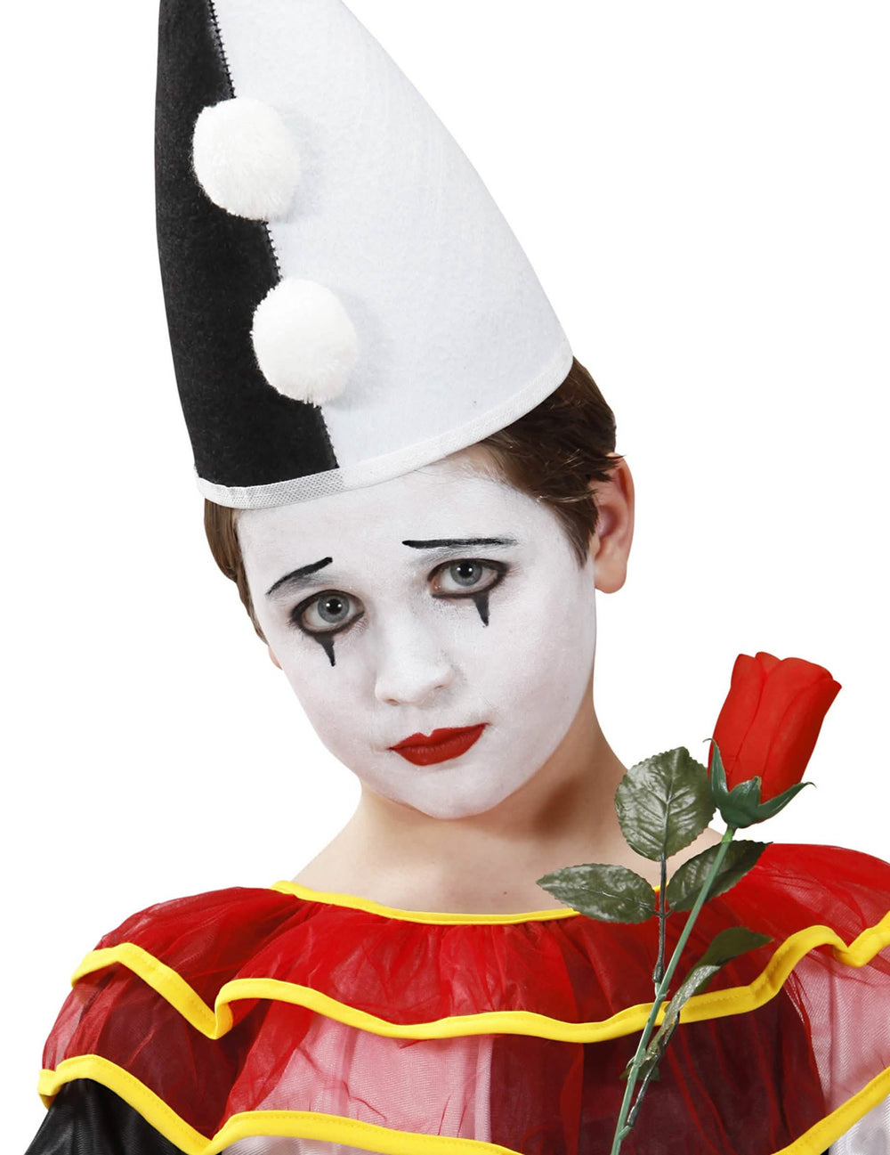 Maquillaje de pierrot de la paleta maquillaje blanco y negro