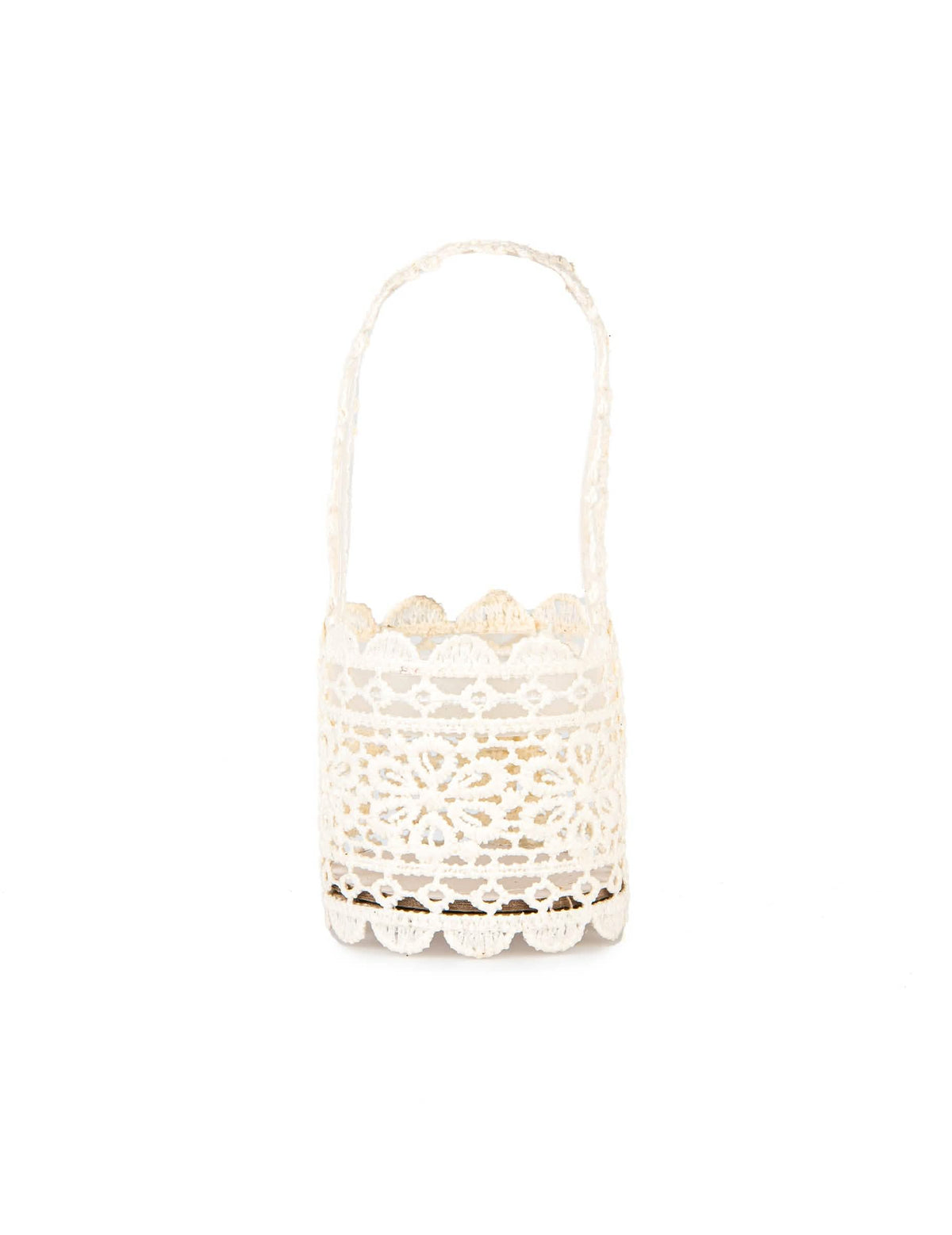 Panier dentelle pour mariage ivoire avec anse